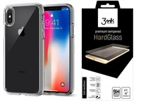 Case Spigen Ultra Hybrid  Apple iPhone X Xs Clear Clear + Glass 3mk Case