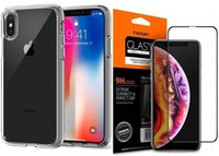 Case Spigen Ultra Hybrid  Apple iPhone X Xs Clear + Glass Spigen Full Cover Case