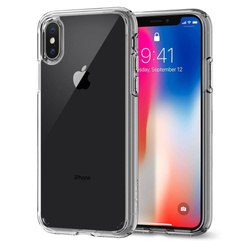 Etui SPIGEN Ultra Hybrid  Apple iPhone X Xs Przezroczyste Clear + Szkło SPIGEN Full Cover Case