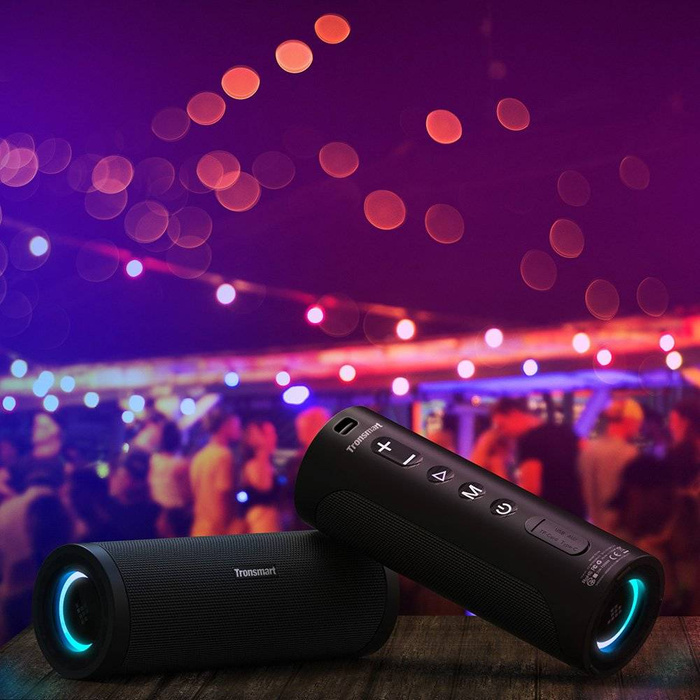 Tronsmart T6 Pro przenośny bezprzewodowy głośnik Bluetooth 5.0 45W podświetlenie LED czarny (448105)