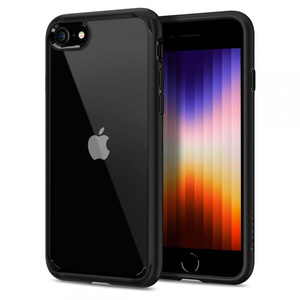 Etui Spigen iPhone SE 2022 2020 7 8 Ultra Hybrid Black Czarne Case Apple + Szkło SPIGEN Glas.Tr Slim