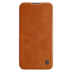 Nillkin Qin Leather Pro Case etui Samsung Galaxy S23+ pokrowiec z klapką osłona na aparat brązowe