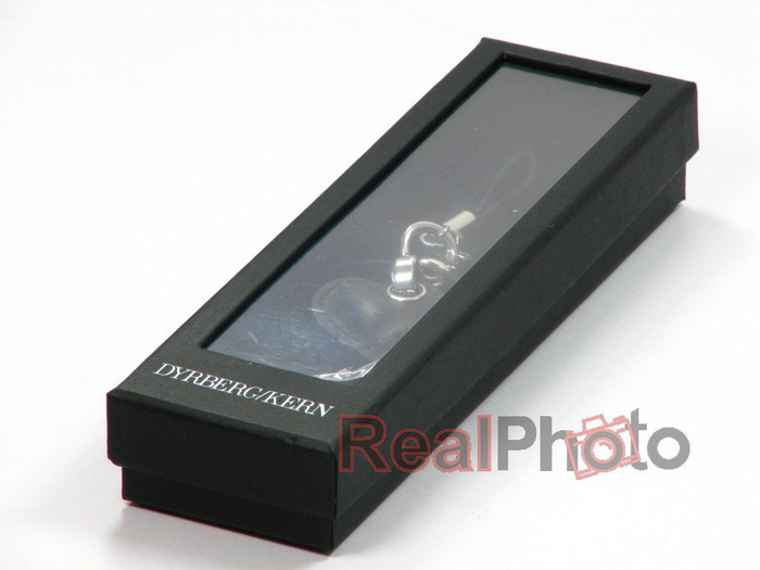 Elegant Beautiful Black Leather Heart Phone Tag by Dyberg-Kern