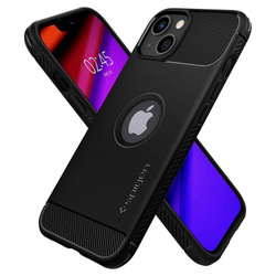 Etui iPhone 13 Spigen Rugged Armor Matte Black Case + Szkło Hartowane Spigen iPhone 13 Glas.tr Slim