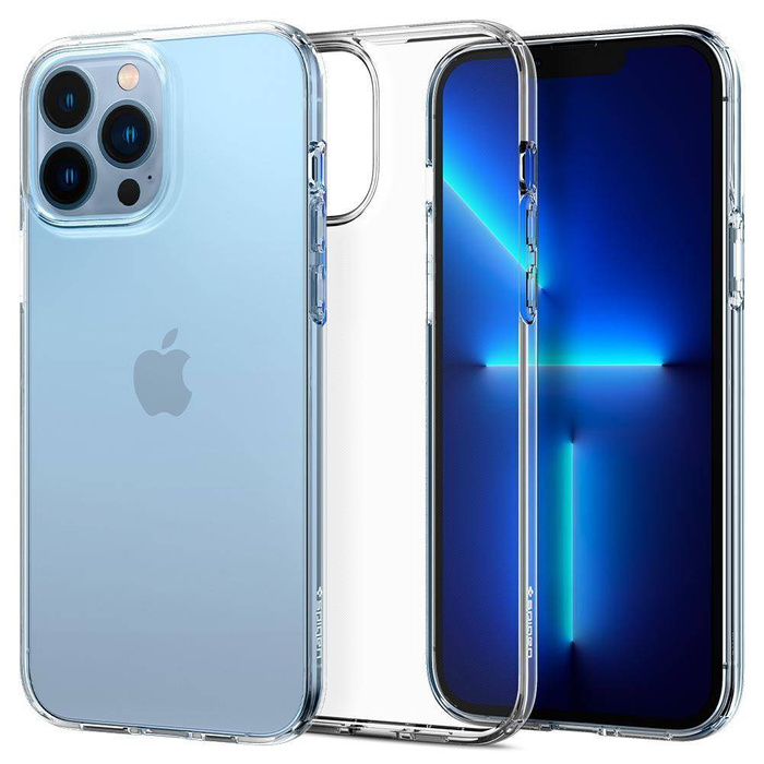 Etui Spigen iPhone 13 Pro Liquid Crystal Crystal Przezroczyste Clear Case + Szkło Hartowane Spigen Glas.tr Slim