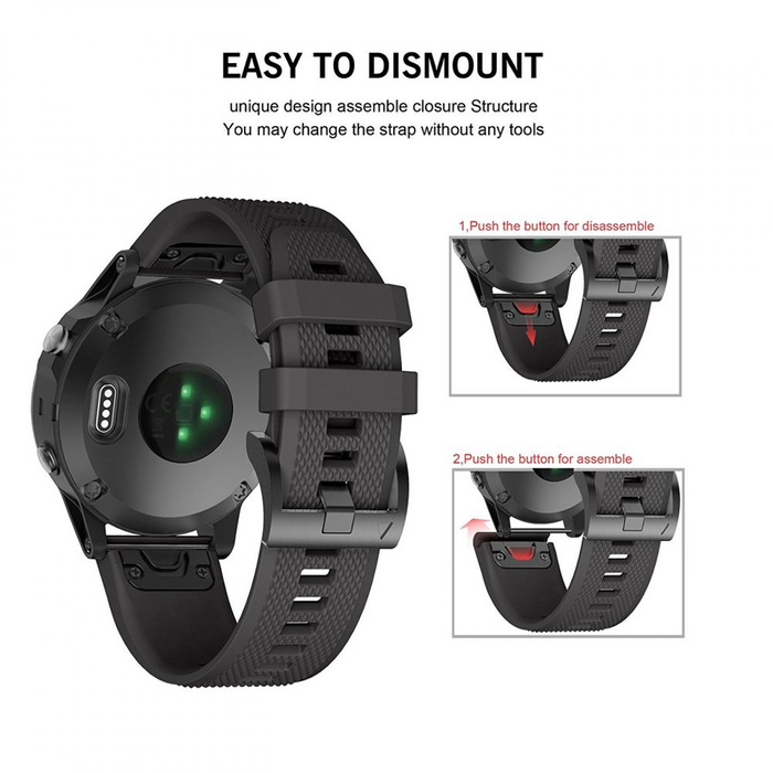 Pasek TECH-PROTECT Garmin Fenix 3 / 5X / 3Hr / 5X Plus (26mm) Smooth Black Czarny