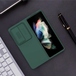 Nillkin CamShield Silky Silicone Case etui Samsung Galaxy Z Fold 4 silikonowy pokrowiec z osłoną na aparat niebieskie