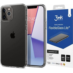 SPIGEN Liquid Crystal iPhone 12 / 12 Pro Etui Crystal Clear Przeźroczyste Case + Szkło 3MK Flexible Glass Lite