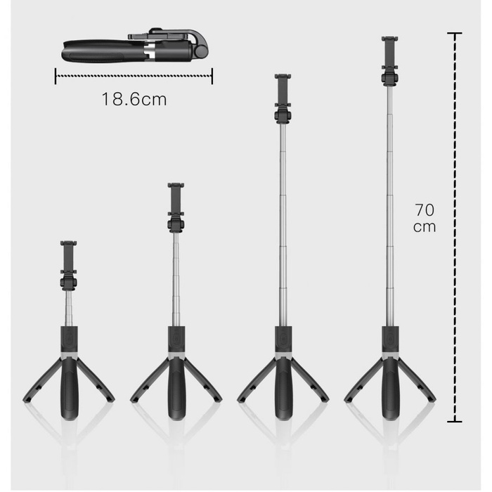 TECH-PROTECT L01S WIRELESS SELFIE STICK TRIPOD BLACK BLACK 