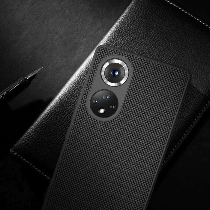 Nillkin Textured Case wytrzymałe wzmocnione etui z żelową ramką i nylonem na tyle Honor 50 Pro czarny