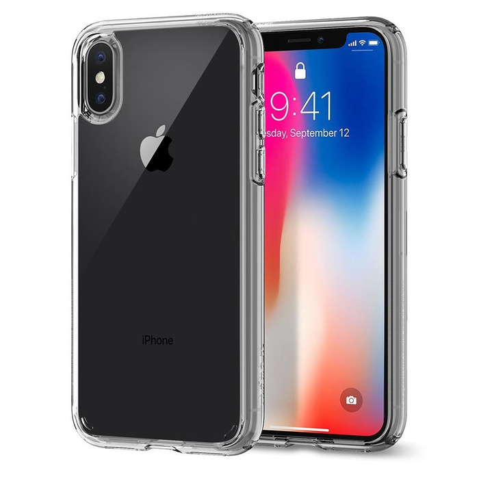 Etui SPIGEN Ultra Hybrid  Apple iPhone X Xs Przezroczyste Clear Przezroczysty + Szkło SPIGEN Case