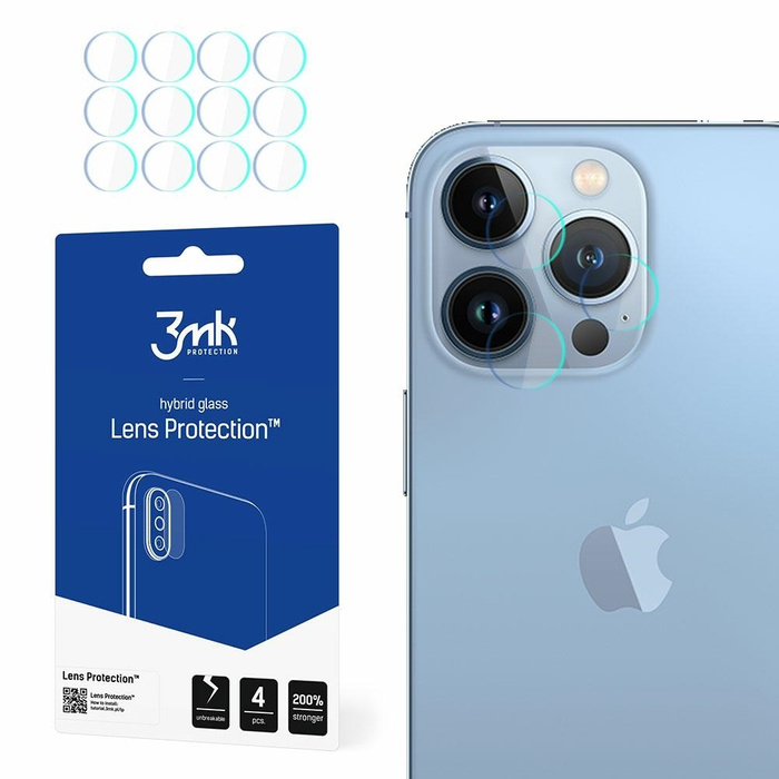 Szkło Hybrydowe 3MK Apple iPhone 13 Pro Max Lens Protect Ochrona Na Obiektyw Aparatu 4szt Glass