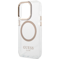 Guess GUHMP15LHTRMD iPhone 15 Pro 6.1" złoty/gold hard case Metal Outline Magsafe