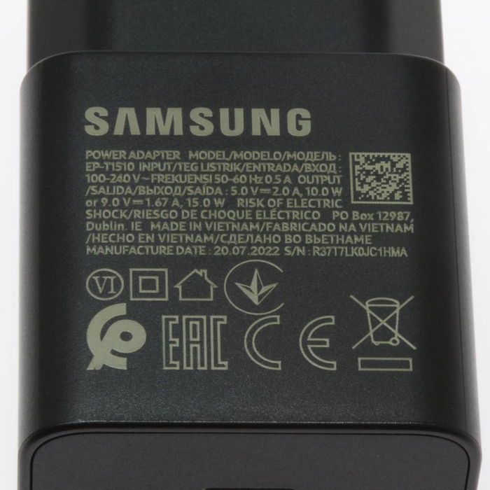 Genuine Charger SAMSUNG 15W USB-C EP-T1510EBE Fast Charging Black