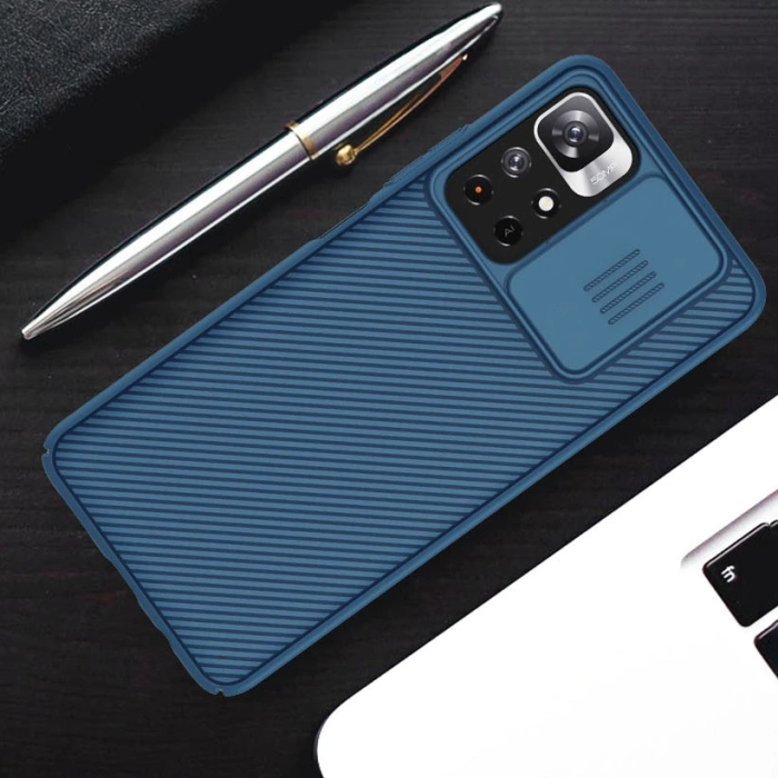 Nillkin CamShield Case etui pokrowiec osłona na aparat kamerę Xiaomi Redmi Note 11T 5G / Note 11S 5G / Note 11 5G (China) / Poco M4 Pro 5G niebieski