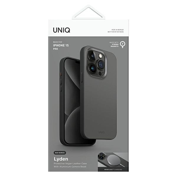 UNIQ etui Lyden DS iPhone 15 Pro 6.1" Magclick Charging szaro-czarny/charcoal grey-black