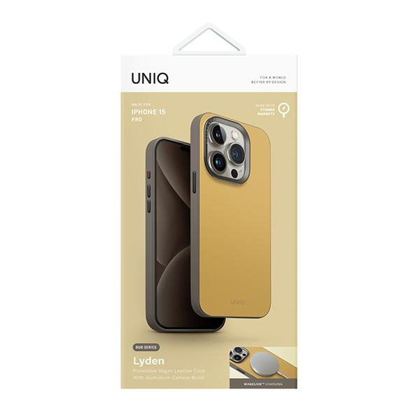 UNIQ etui Lyden DS iPhone 15 Pro 6.1" Magclick Charging żółto-szary/canary yellow-flint grey