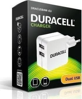 Duracell 2X2.4A WHITE TWO USB CHARGER