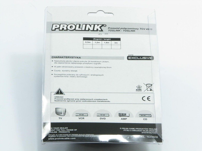 PROLINK Optical Toslink Cable 0.5m Digital Quality