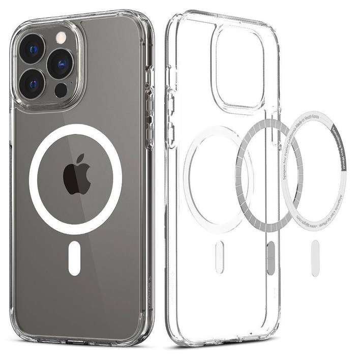 Etui Spigen iPhone 13 Pro Ultra Hybrid Mag Magsafe Bezbarwny Case + Szkło Hartowane Full Cover Spigen