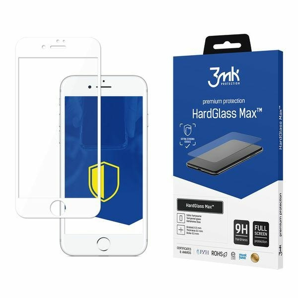 Tempered Glass 3mk HardGlass Max for iPhone 8 Plus white