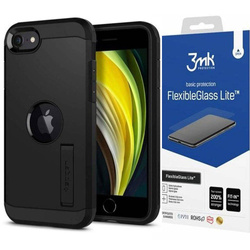 SPIGEN Tough Armor iPhone 7/8/SE 2020 Etui Black Czarne Case + Szkło 3MK Flexible Glass Lite