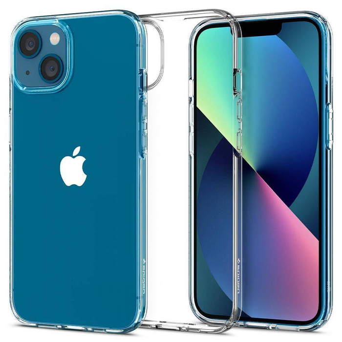 Etui iPhone 13 Spigen Liquid Crystal Crystal Przezroczyste Clear Case + Szkło Hartowane Spigen Glas.tr Slim