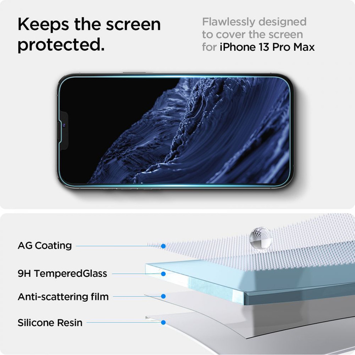 SPIGEN Glas.Tr Tempered Tempered Glass "ez Fit" Apple iPhone 13 13 Pro