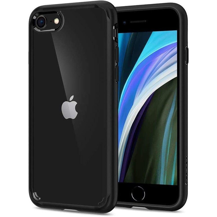 Case SPIGEN iPhone 7 / 8 / SE 2020 Ultra Hybrid Black Black Case Apple + Glass 3MK Flexible Glass Lite