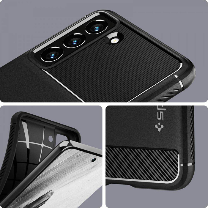 Case Spigen Galaxy S21 Fe Rugged Armor MATTE Black + Glass