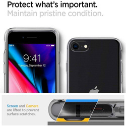 Etui Spigen iPhone SE 2022 2020 7 8 Liquid Crystal Clear Przeźroczyste + Szkło SPIGEN Glas.Tr Slim