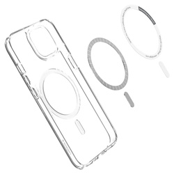 Case iPhone 13 Spigen Ultra Hybrid Mag MagSafe White Case + Tempered Glass Full Cover Spigen