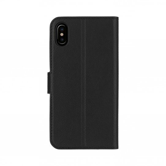 Apple iPhone Case X XS Slim Wallet with flap closed with a magnet black leatherette Xqisit