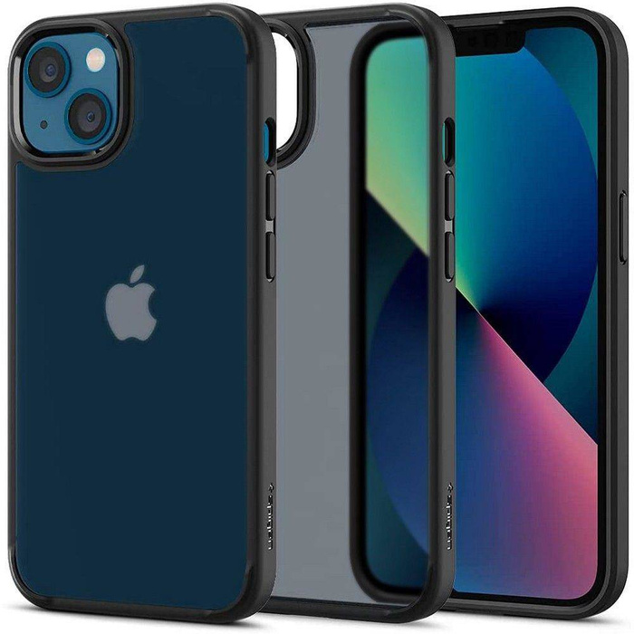 Etui iPhone 13 Spigen Ultra Hybrid Matte Frost Black Case + Szkło Hartowane Full Cover Spigen