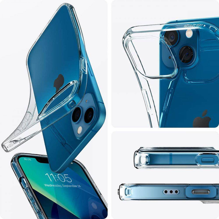 Etui iPhone 13 Spigen Liquid Crystal Crystal Przezroczyste Clear Case + Szkło Hartowane Spigen Glas.tr Slim