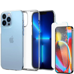 Etui Spigen iPhone 13 Pro Liquid Crystal Crystal Przezroczyste Clear Case + Szkło Hartowane Spigen Glas.tr Slim