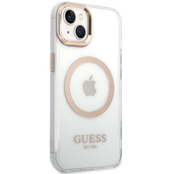 Guess GUHMP15MHTRMD iPhone 15 Plus / 14 Plus 6.7" złoty/gold hard case Metal Outline Magsafe