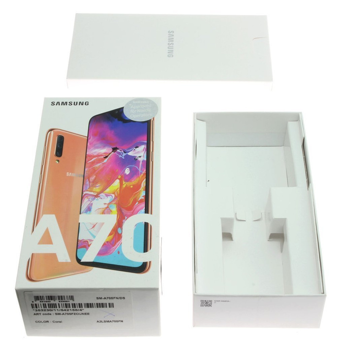 PUDEŁKO SAMSUNG Galaxy A70 Coral SM-A705/DS Oryginalne EU 2 Pin