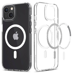 Case iPhone 13 Spigen Ultra Hybrid Mag MagSafe White Case + Tempered Glass Full Cover Spigen