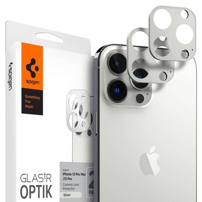 SPIGEN OPTIK.TR CAMERA PROTECTOR 2-PACK IPHONE 13 PRO / 13 PRO MAX SILVER OSŁONA APARATU